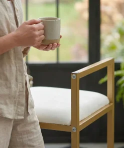 Tabouret de bar en métal Drakkar Or et Velours Crème