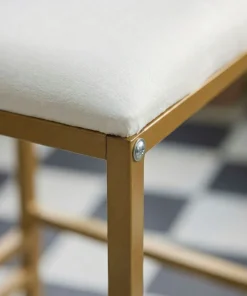 Tabouret de bar en métal Drakkar Or et Velours Crème