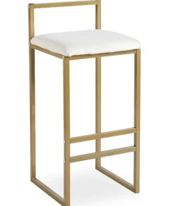 Tabouret de bar en métal Drakkar Or et Velours Crème