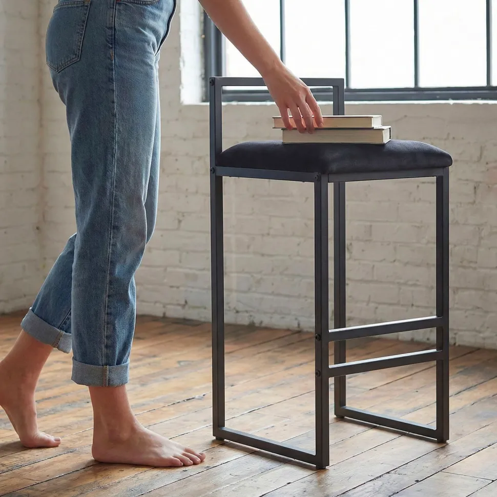Tabouret de bar en métal Drakkar Noir et Velours Noir