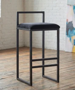 Tabouret de bar en métal Drakkar Noir et Velours Noir