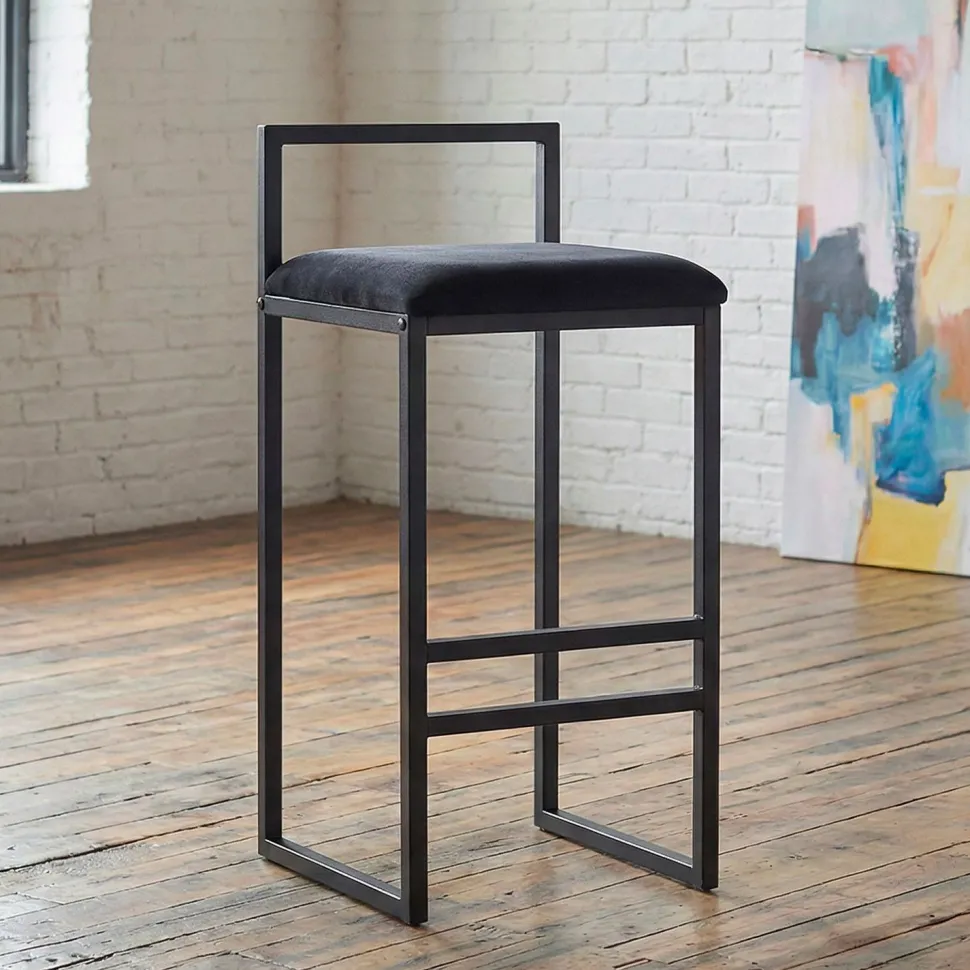 Tabouret de bar en métal Drakkar Noir et Velours Noir