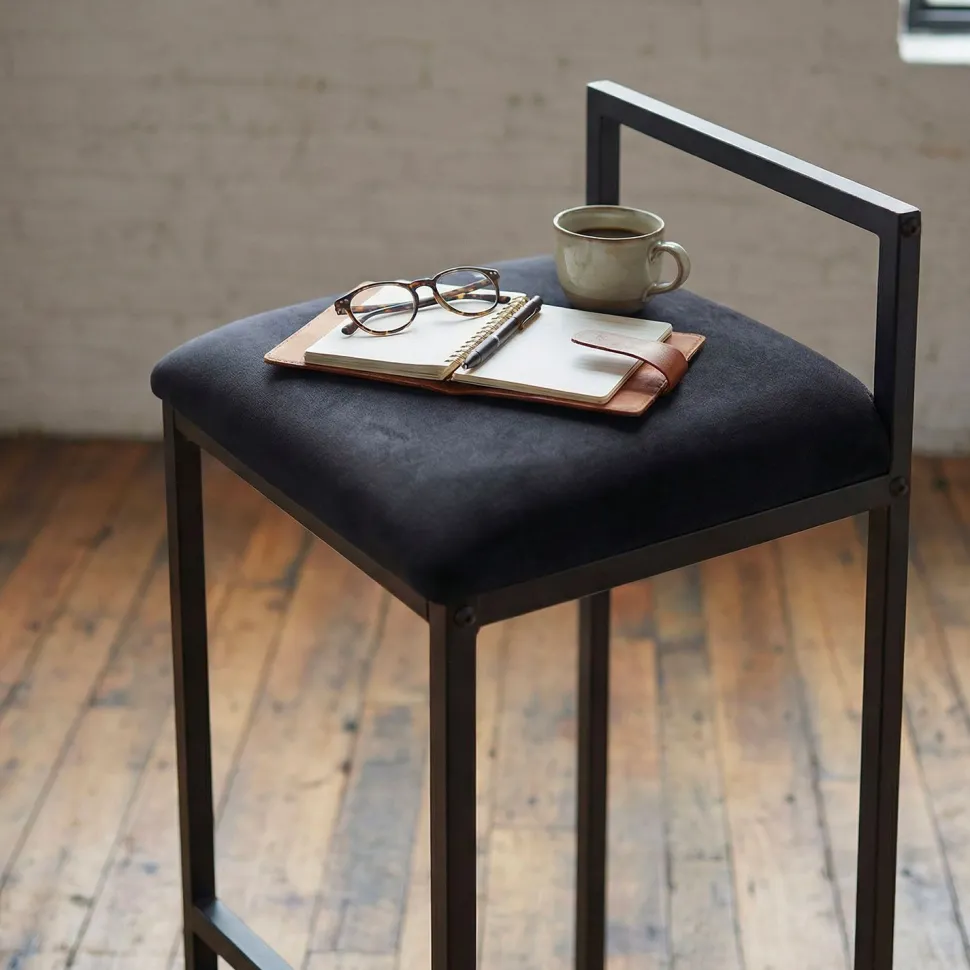 Tabouret de bar en métal Drakkar Noir et Velours Noir