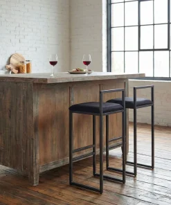 Tabouret de bar en métal Drakkar Noir et Velours Noir