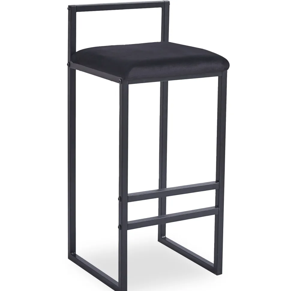 Tabouret de bar en métal Drakkar Noir et Velours Noir