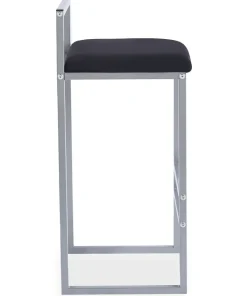 Tabouret de bar en métal Drakkar Argent et Velours Noir