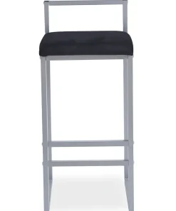 Tabouret de bar en métal Drakkar Argent et Velours Noir