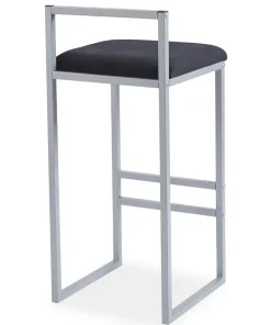 Tabouret de bar en métal Drakkar Argent et Velours Noir