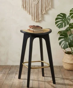 Tabouret de bar Yokori en cannage et Bambou Noir
