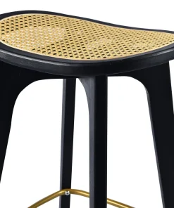 Tabouret de bar Yokori en cannage et Bambou Noir