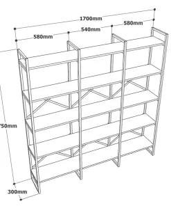 Étagère bibliothèque Opawa L170cm Métal Or et Bois Effet marbre Blanc