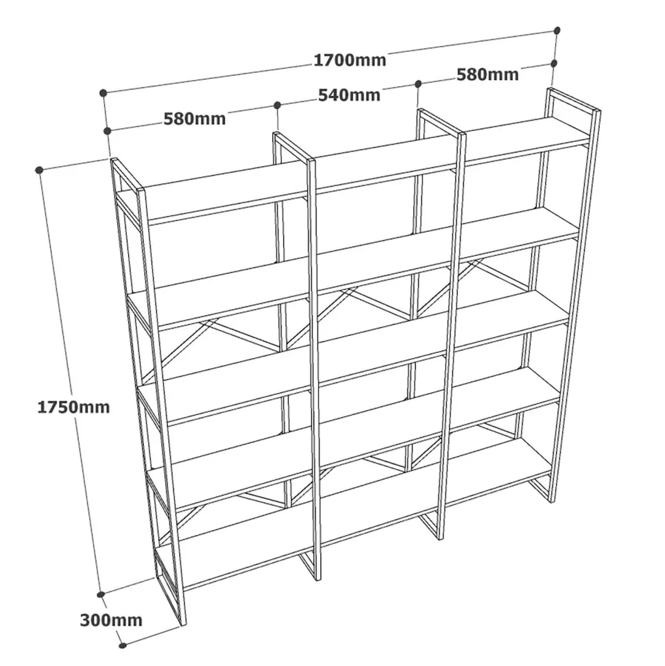 Étagère bibliothèque Opawa L170cm Métal Or et Bois Effet marbre Blanc