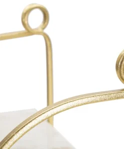 Étagère murale en métal doré et plateau en marbre