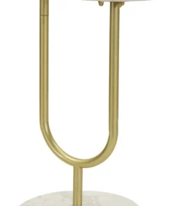 Étagère portant à vêtements structure métal doré et base marbrée
