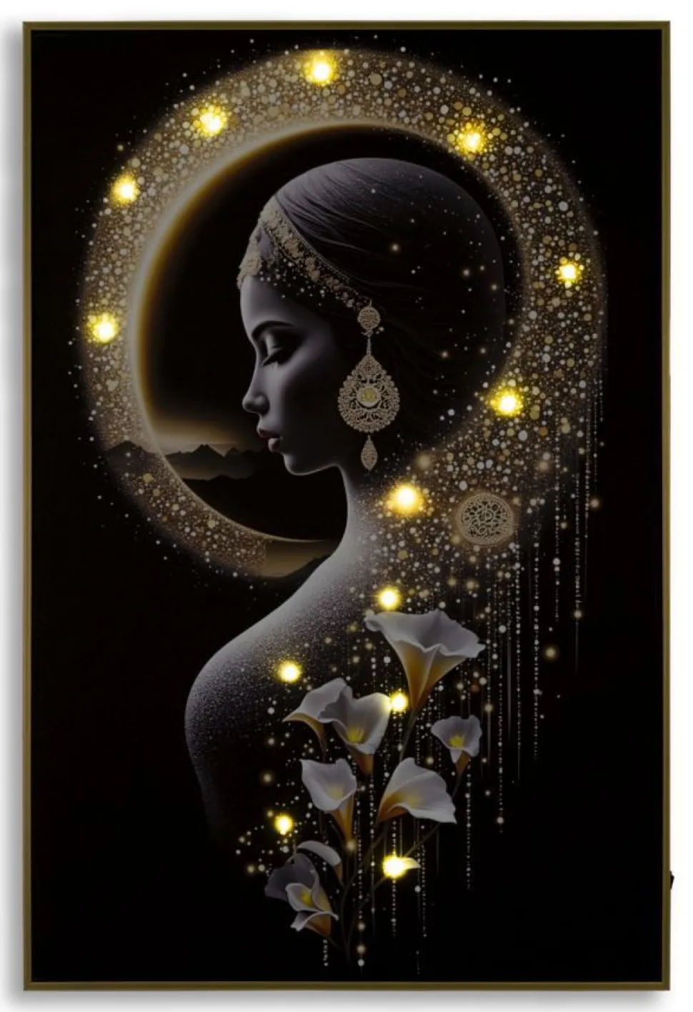 Toile IMDA avec LED et cadre Laqué 60x3,5 x90