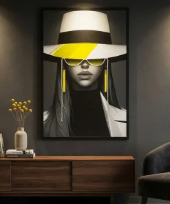 Toile Margot portrait noir et blanc avec LED
