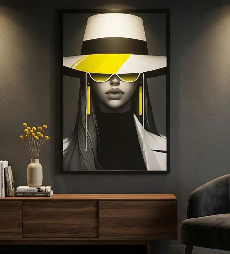 Toile Margot portrait noir et blanc avec LED