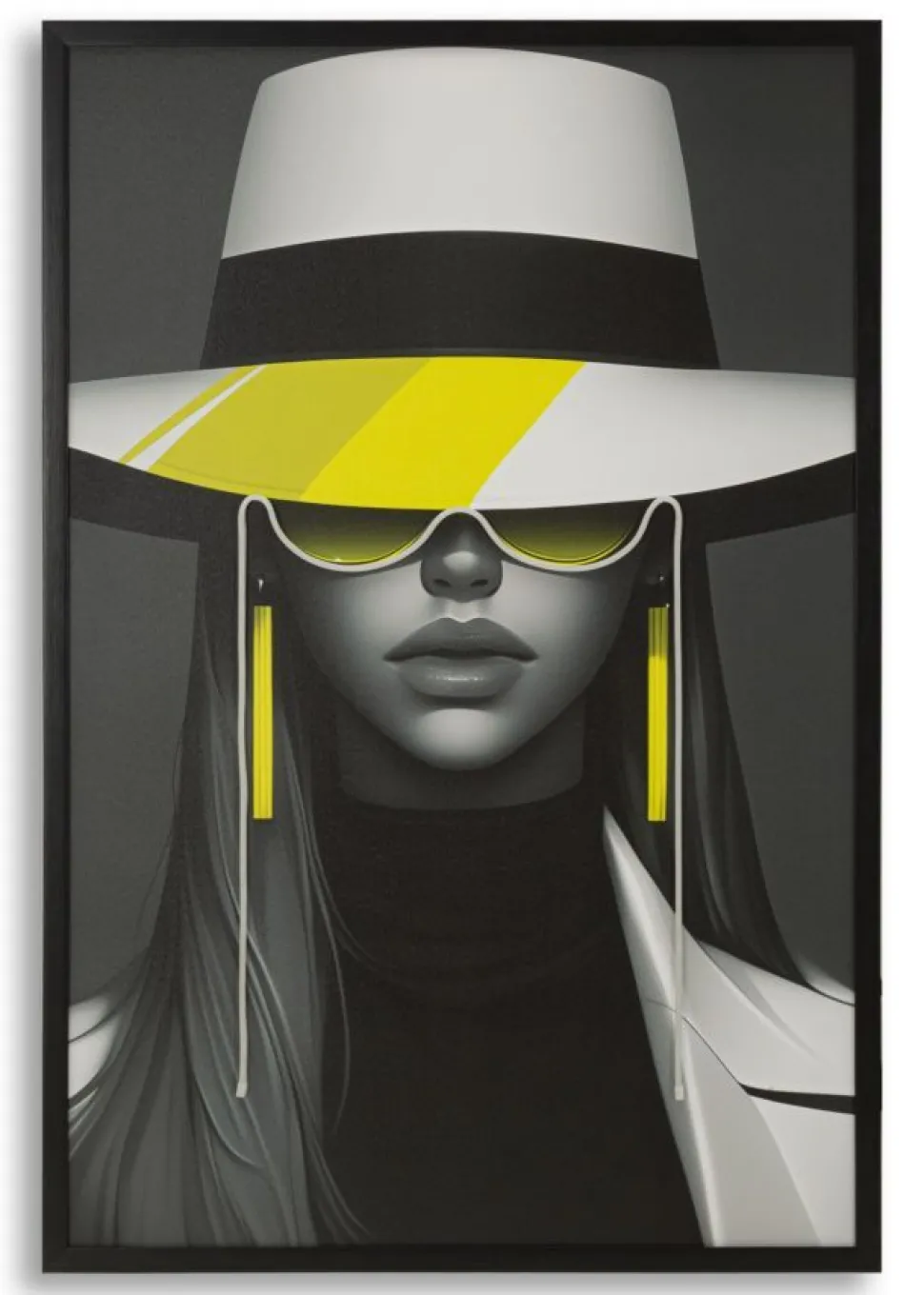 Toile Margot portrait noir et blanc avec LED