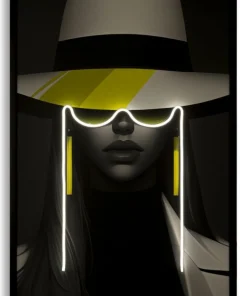Toile Margot portrait noir et blanc avec LED