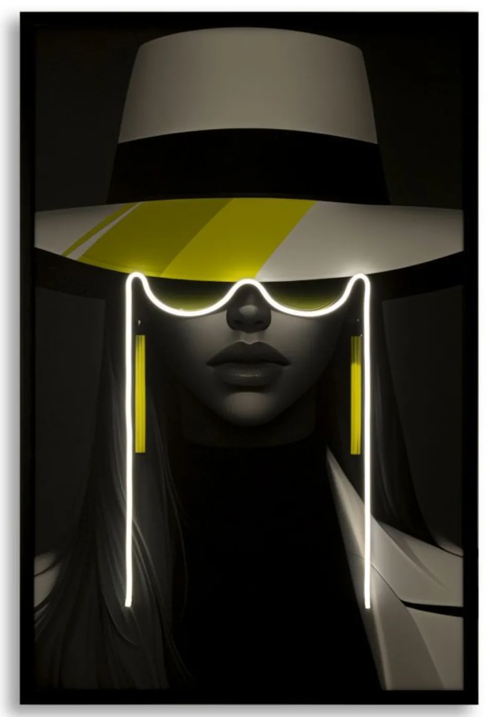 Toile Margot portrait noir et blanc avec LED