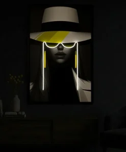 Toile Margot portrait noir et blanc avec LED