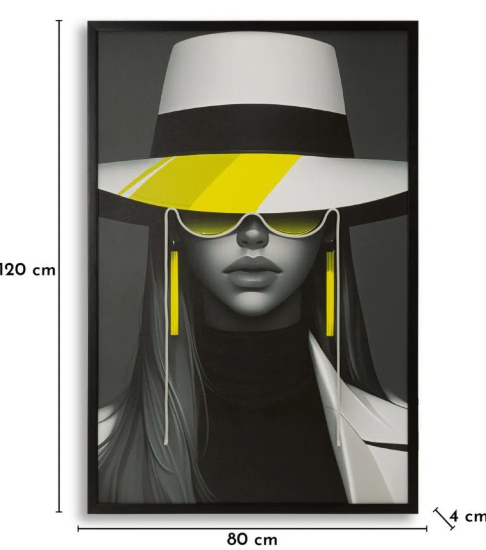 Toile Margot portrait noir et blanc avec LED