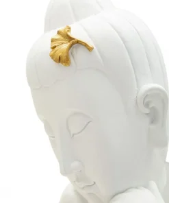 Tête de Bouddha décorative Polyrésine Blanc et Or