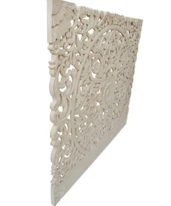Tête de lit bois sculpté Serena 180cm Effet travertin Beige clair