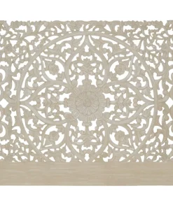 Tête de lit bois sculpté Serena 180cm Effet travertin Beige clair
