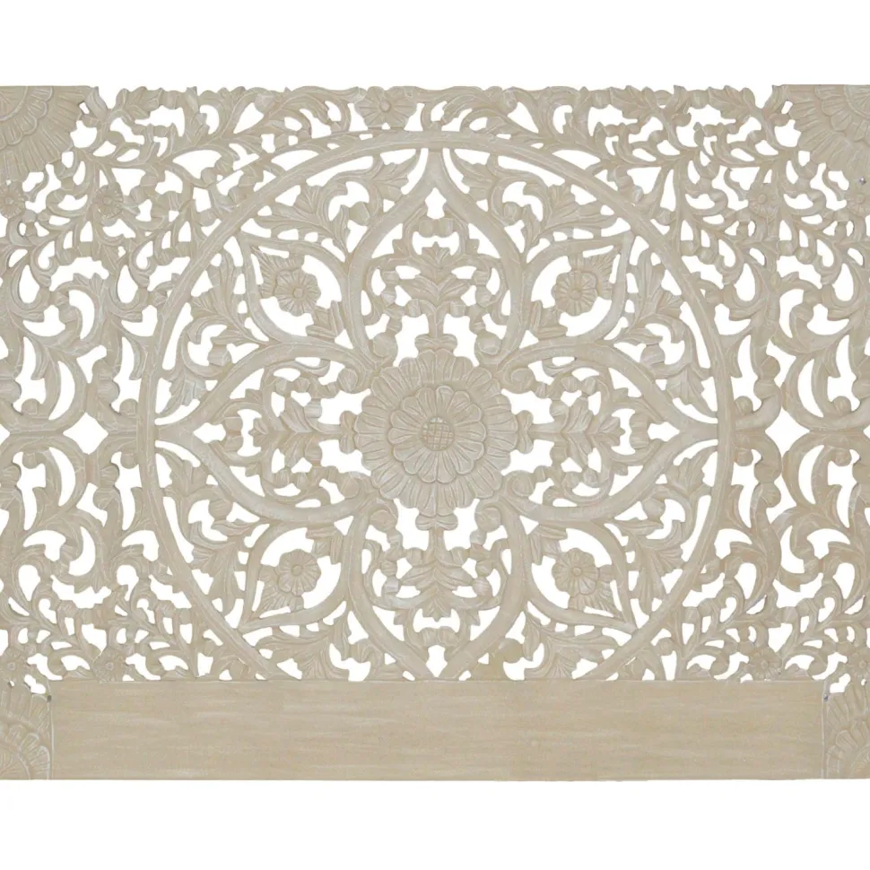 Tête de lit bois sculpté Serena 180cm Effet travertin Beige clair
