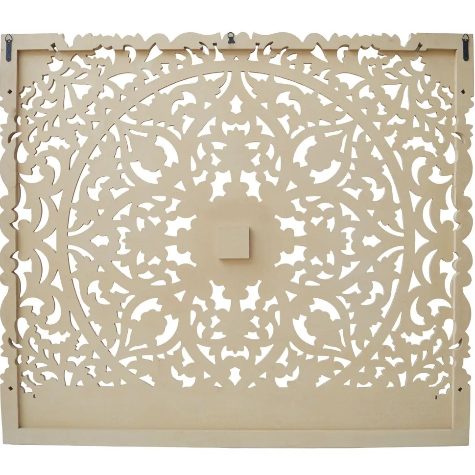 Tête de lit bois sculpté Serena 160cm Effet travertin Beige clair