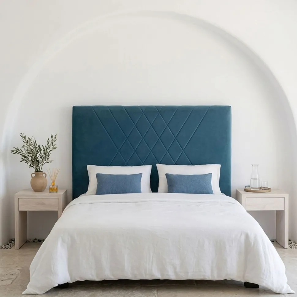 Tête de lit Diam 160cm Velours Bleu