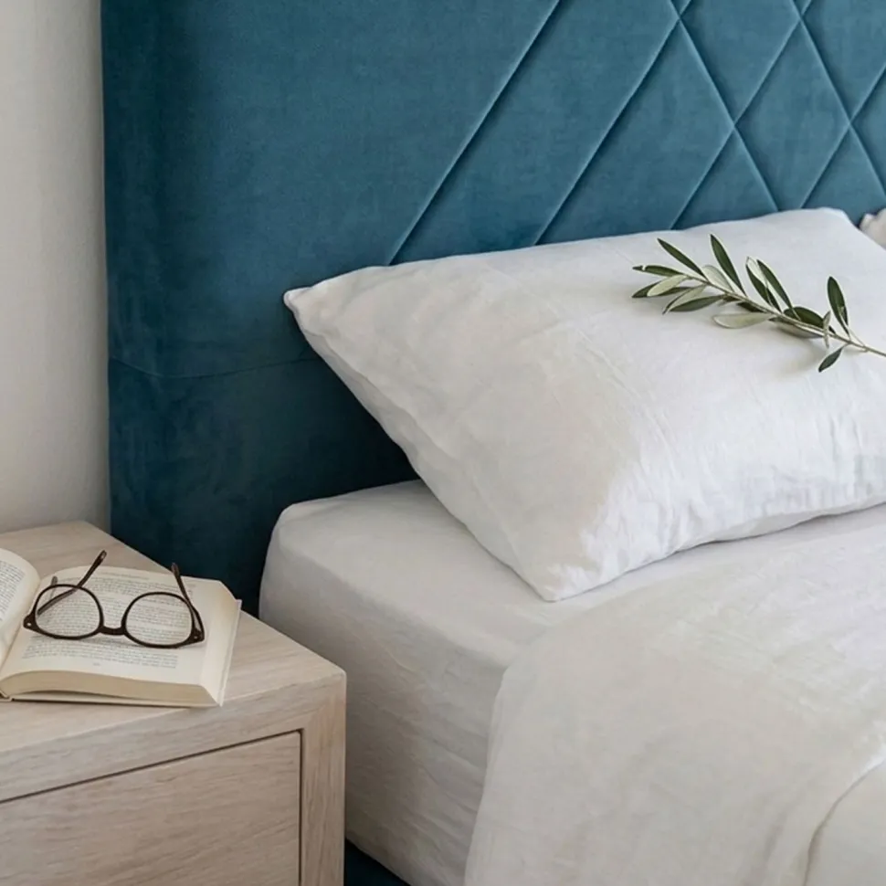 Tête de lit Diam 160cm Velours Bleu