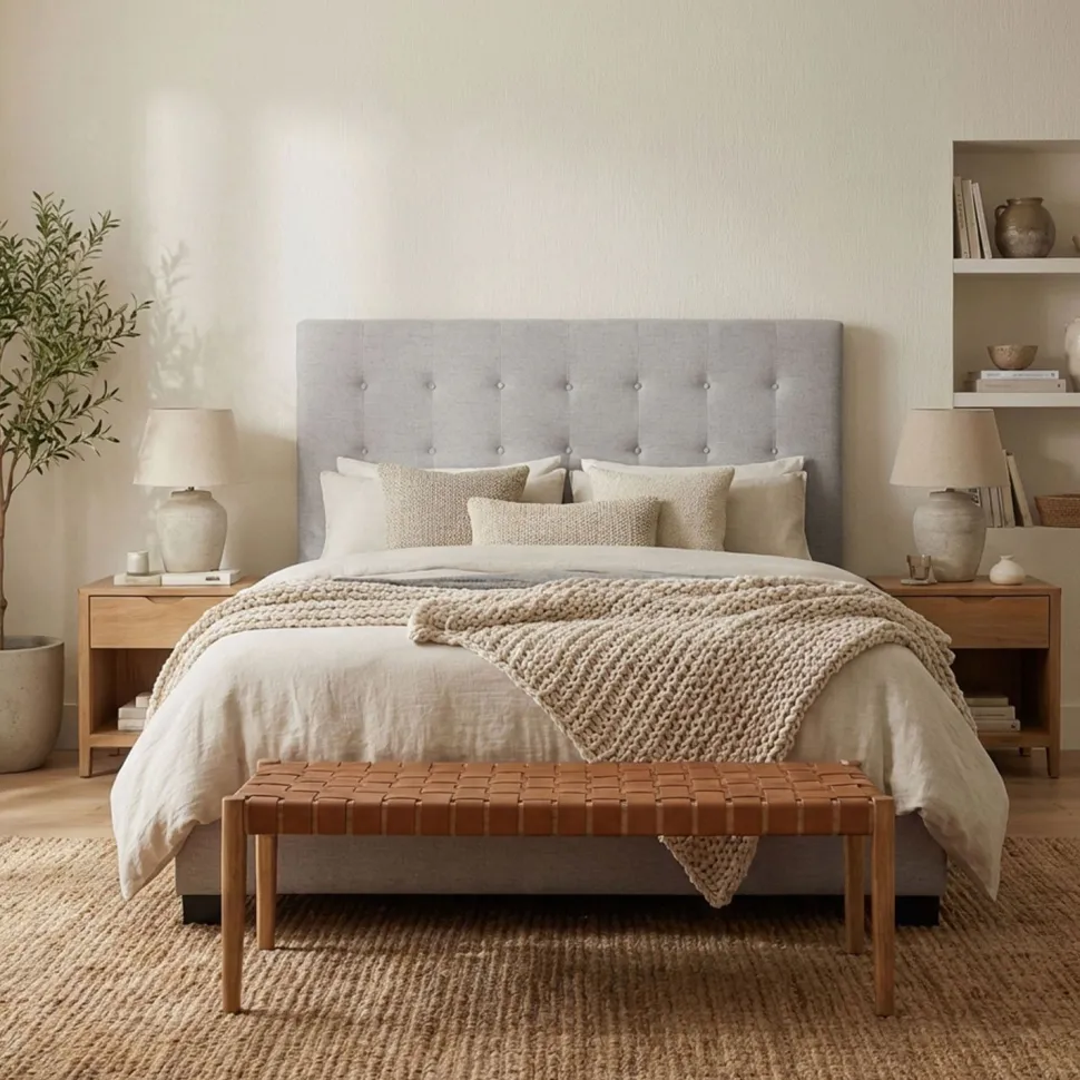 Tête de lit Luxor 160cm Tissu Beige