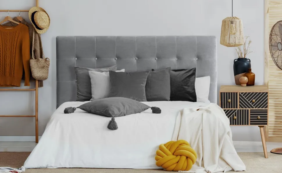 Tête de lit Luxor 180cm Velours Argent