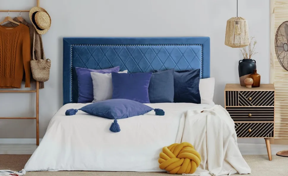 Tête de lit Meghan 140cm Velours Bleu