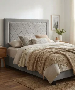 Tête de lit Meghan 140cm Velours Argent
