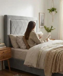 Tête de lit Meghan 140cm Velours Argent