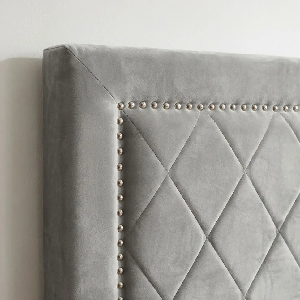Tête de lit Meghan 140cm Velours Argent