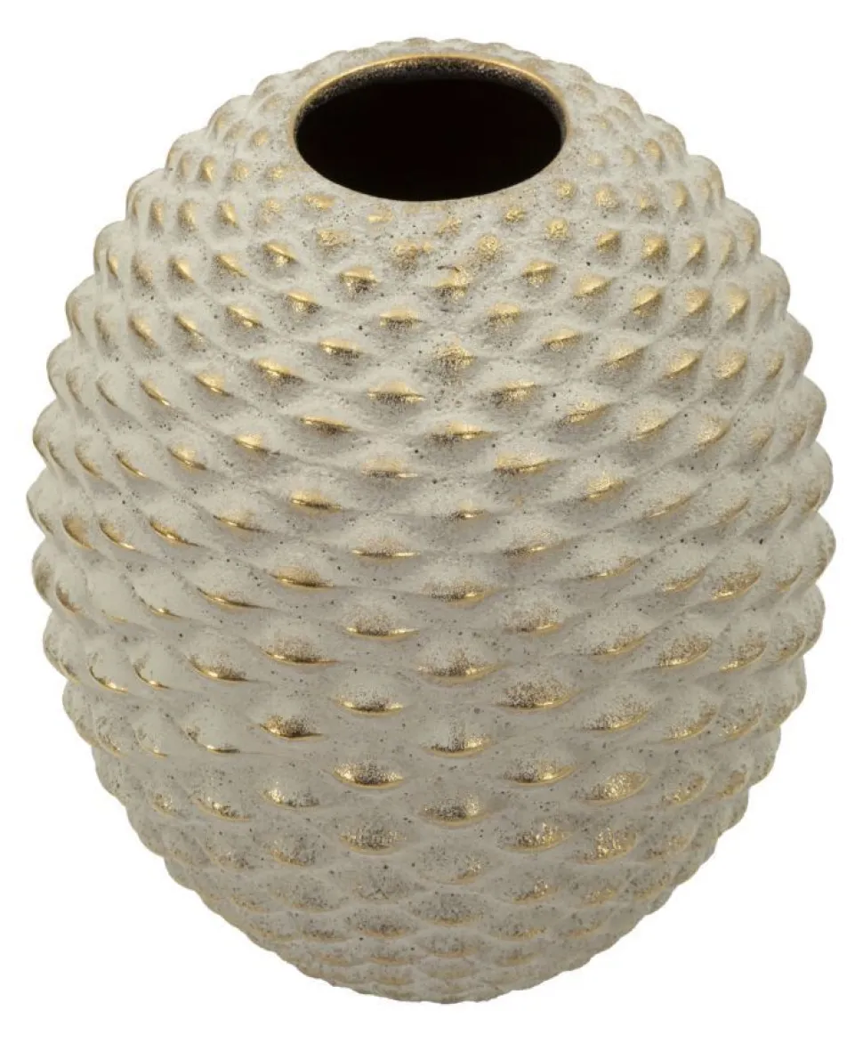 Vase boule Pépipas en céramique beige doré