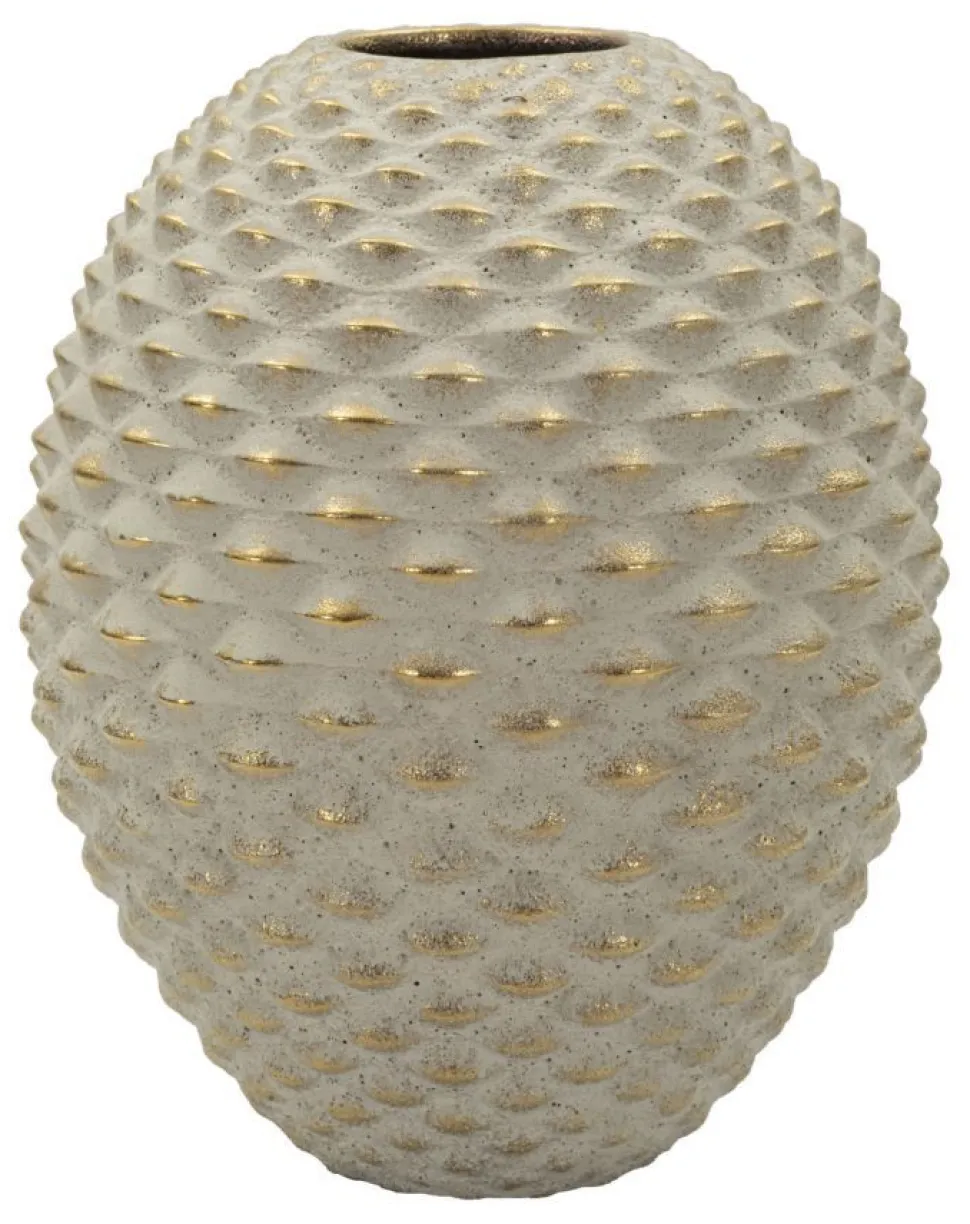 Vase boule Pépipas en céramique beige doré