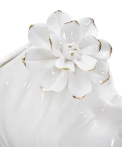 Vase buste féminin Céramique Blanc avec Fleur dorée