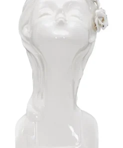 Vase buste jeune fille Porcelaine Blanc couronne de fleurs dorées