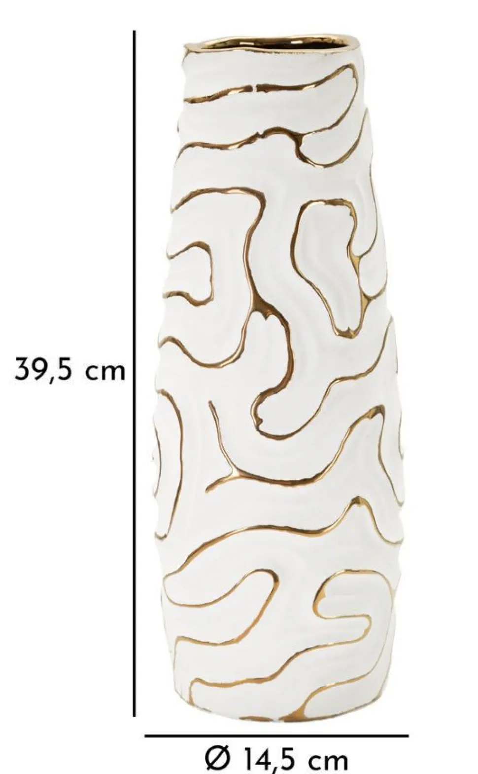 Vase céramique blanche décoré de lignes dorées