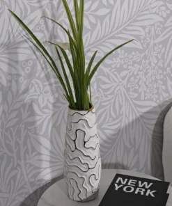 Vase céramique blanche lignes dorées