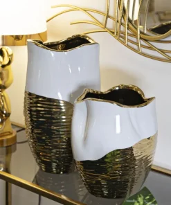 Vase céramique dorée