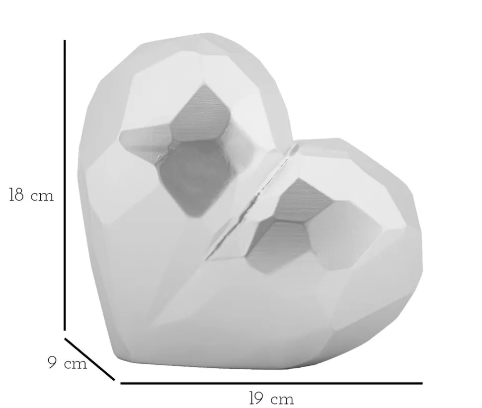 Vase cœur en résine argentée