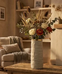 Vase cylindrique Lima finition naturelle intérieur doré