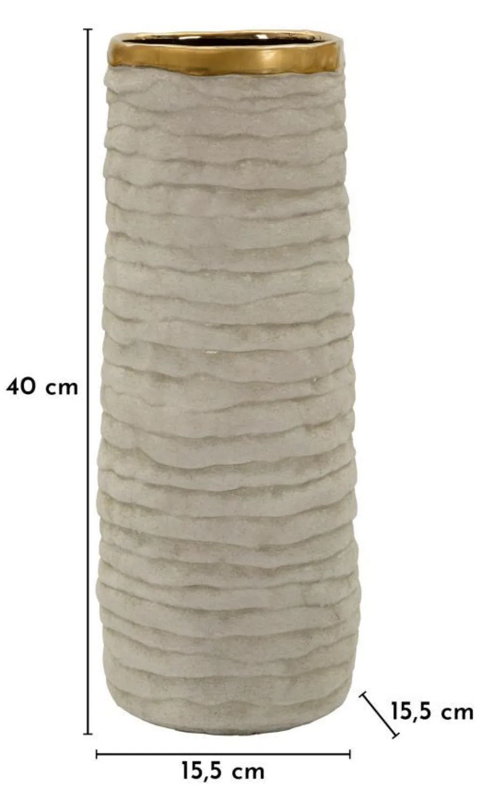 Vase cylindrique Lima finition naturelle intérieur doré