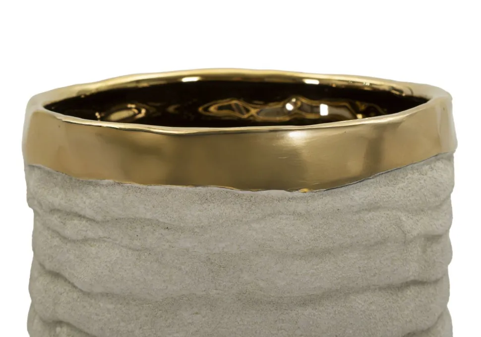 Vase cylindrique Lima finition naturelle intérieur doré